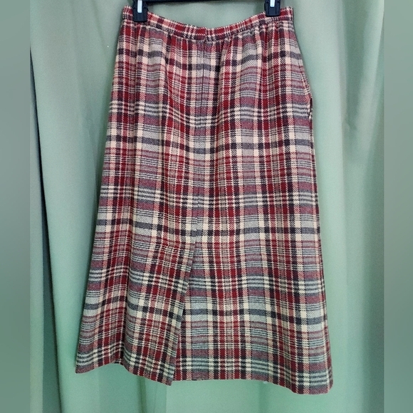 Vintage Plaid High-waisted Midi Skirt Suburban Separates by County Miss - Picture 7 of 9